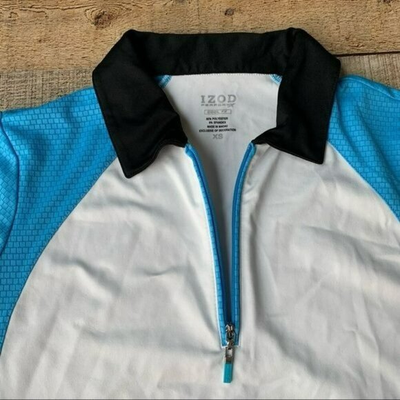 IZOD Womens size x-small blue and white half zip racing shirt - Picture 8 of 9